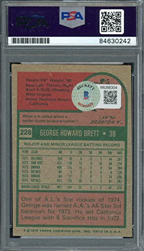 George Brett Autographed 1975 Topps Signed Baseball Rookie Card #228 PSA Auto