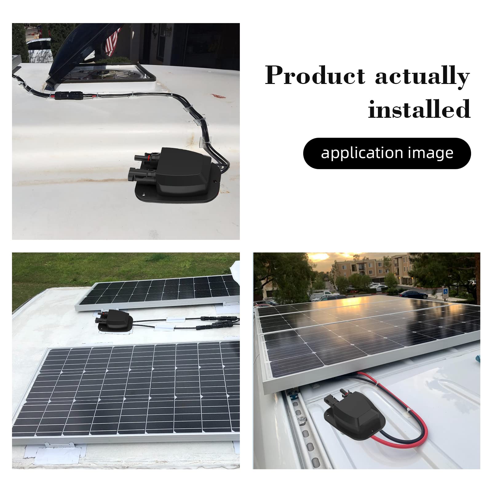 Solar Weatherproof Entry Gland Entry Housing, Through RV roof Solar Entry housing with 10AWG Solar Extension Cable Solar Connector Solar Project on RV, Campervan, Van