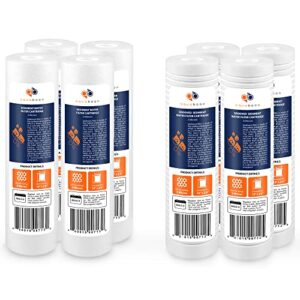 aquaboon 4-pack of 5 micron 10" x 2.5" sediment water filter replacement cartridge & aquaboon 4-pack grooved sediment water filter cartridge | universal whole house 5 micron 10 inch cartridges