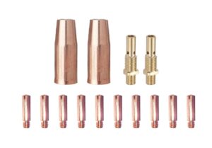 mig kit replacement for lotos mig140, mig175 welder 2 gas nozzles, 2 diffusers, 10 contact tips 21-50 (14-pk .030 kit)