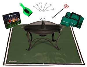 emberdefender fire pit mat, portable fireproof under grill mat for outdoor heat deflector protection, large mat 48 x 48in, includes accessories, perfect for deck, backyard, bonfire, bbq, camping