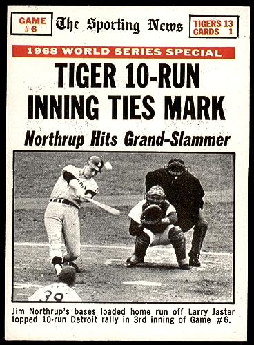 1969 Topps # 167 1968 World Series - Game #6 - Tiger 10 Run Inning Ties Mark Jim Northrup/Tim McCarver/Larry Jaster St. Louis/Detroit Cardinals/Tigers (Baseball Card) VG/EX Cardinals/Tigers