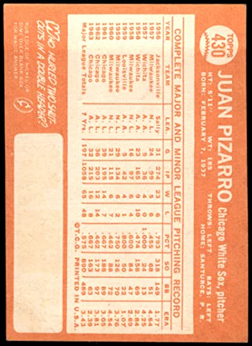 1964 Topps # 430 Juan Pizarro Chicago White Sox (Baseball Card) VG/EX White Sox