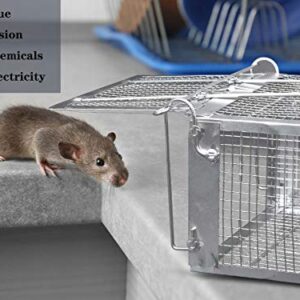 2-Pack Humane Rat Cage Traps, Live Mouse Rat Traps Catch and Release for Indoor Outdoor, Small Animals Traps, Easy to use, Pet Safe ( 10.6"x 5.5"x 4.5" )