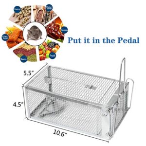 2-Pack Humane Rat Cage Traps, Live Mouse Rat Traps Catch and Release for Indoor Outdoor, Small Animals Traps, Easy to use, Pet Safe ( 10.6"x 5.5"x 4.5" )