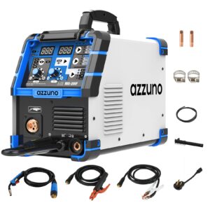 azzuno 200a mig welder,110v/220v dual voltage multiprocess welder,gas gasless mig welding machine,4 in 1 flux mig/solid wire/lift tig/stick arc welder (grey)