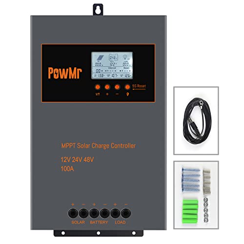 Solar Charge Controller 100 amp 12V 24V 48V Auto, 100 amp MPPT Solar Charge Controller Intelligent Regulator Max 140V 5000W Solar Power Input, Solar Controller 12v 24v 48v Gel Sealed Flooded Battery