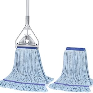 String Mop for Floor Cleaning - Heavy Duty Industrial Commercial Mop with Extra Replacement Mop Head , 59inch Mop Handle, Wet Mop for Home,Garage,Office, Workshop, Warehouse Floor Cleaning