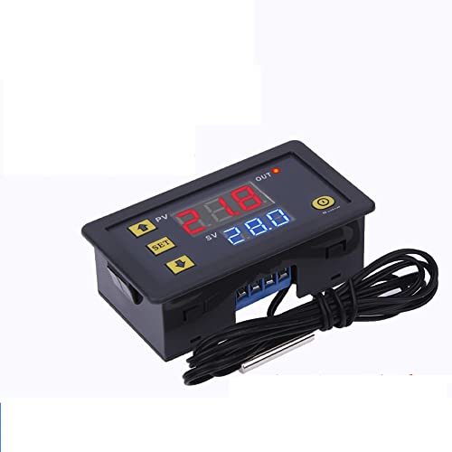 W3230 Digital LED Temperature Controller Module Digital Thermostat Switch with Waterproof Probe Programmable Heating Cooling Electronic Thermostat Range from -50℃ to 120℃ (12V 10A 120W) (2 Pieces)