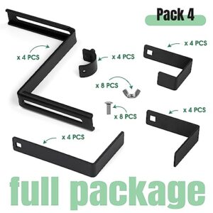 Vinazone Window Box Bracket, Adjustable Planter Box Bracket, Flower Box Bracket for Railing, No Drill Flower Box Holder, Railing Planter Bracket, Planter Box Bracket for Deck Railing - 4Pack - Black