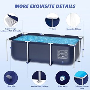 Above Ground Swimming Pool, Jhunswen 8.3ft x 5ft 26in Outdoor Rectangular Steel Frame Pool for Adults Family, Grande Splash Square Kids, Easy Setup with Repair Kit (No Filter Pump)