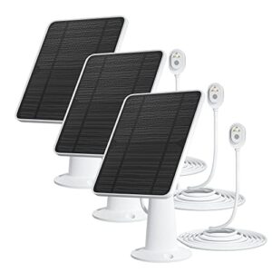 solar panel charger compatible with arlo ultra/ultra 2/pro 3/pro 4/pro 3 floodlight security camera, 5v 4w solar panels charging ip65 weatherproof w/ 9.8ft charging cable adjustable wall mount, 3 pack