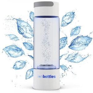 ionbottles® - pro model rechargeable portable glass hydrogen water generator bottle up to 3000 ppb with pem and spe technology balanced perfectly balanced ph water ionizer