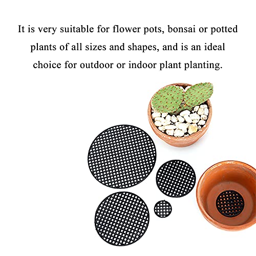 HAHIYO 20PCs 2.95Inch/7.5Cm Black Round PP Plastic Flower Pot Hole Mesh Pad Bottom Grid Mat Bonsai Drainage mesh Hole Screens Gasket Prevent Soil Loss Breathable Gasket Drainage Netting for Bonsai