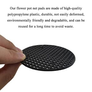 HAHIYO 20PCs 2.95Inch/7.5Cm Black Round PP Plastic Flower Pot Hole Mesh Pad Bottom Grid Mat Bonsai Drainage mesh Hole Screens Gasket Prevent Soil Loss Breathable Gasket Drainage Netting for Bonsai