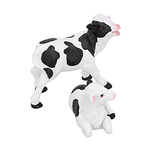 plplaaobo 2pcs Cute Cows Statues, Figurine Resin Animal Sculpture Crafts Miniature Ornament Gardening Bonsai Decor for Home Garden Décor