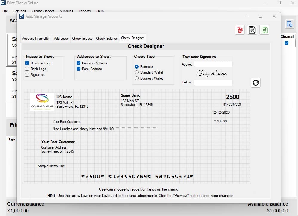 Print Checks Deluxe - Business Class Check Printing Software for Windows 10/11