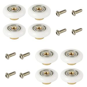 8pcs Bath Shower Door Rollers/Runners Wheels Pulleys 19mm Dia Wheel Bathroom Replacement Part Enclosures Cabins Brass+POM