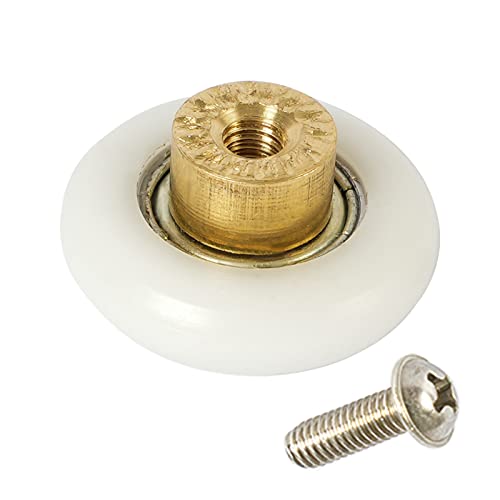 8pcs Bath Shower Door Rollers/Runners Wheels Pulleys 19mm Dia Wheel Bathroom Replacement Part Enclosures Cabins Brass+POM