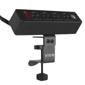 vivo clamp-on power strip, all-in-one power hub desk mount with 2 usb ports, 4 ac outlets, tabletop plugs with 6ft cord, black, desk-ac120v