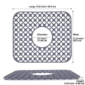 Sink Protectors for Kitchen Sink, SCITURE Sink Mats for Kitchen Stainless/Ceramic Sinks, Folding Non-slip Kitchen Sink Mat, Heat Resistant Silicone Sink Mat (1 Pcs, Grey, 13.58 ''x 11.6 '')