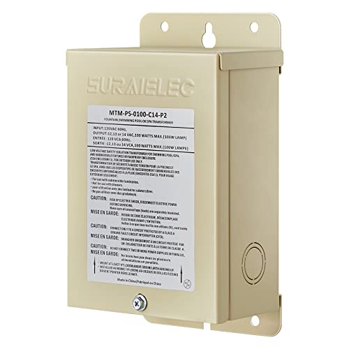 Suraielec 100W Pool Light Transformer, 120V to 12V 13V 14V AC Multi Tap Outputs, Low Voltage Safety Transformer for Pool Spa Lighting, Fountain, Landscape Lights, UL Listed