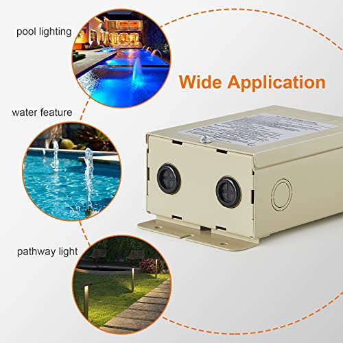 Suraielec 100W Pool Light Transformer, 120V to 12V 13V 14V AC Multi Tap Outputs, Low Voltage Safety Transformer for Pool Spa Lighting, Fountain, Landscape Lights, UL Listed