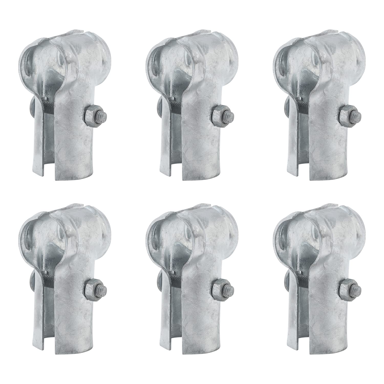 VIVIDA End Rail Clamps 1-3/8" x 1-3/8", End Rail T Clamps Chain Link Fence Fittings, Panel T Clamps for 1-3/8" OD Pipe, Galvanized Fence Pipe T Clamps, Chain Link Fence Parts, 6 PCS