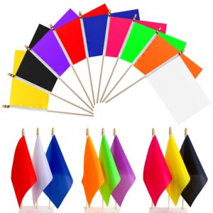 weitbf 20 pack solid color blank sublimation flags set small mini hand held plain white red blue yellow green orange black purple pink diy flags on wood stick,8.2 x 5.5 inch