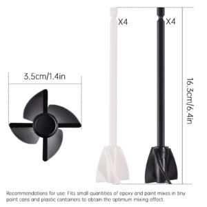 NiArt Epoxy Resin Mixer Paddles 8PCS, Reusable Multipurpose Bidirectional Drill Paint Stirrers Epoxy Paint Mixers Drill Attachment Epoxy Plaster Paint Stirrers Paint Mixers for Drill (4 Black+4 White)