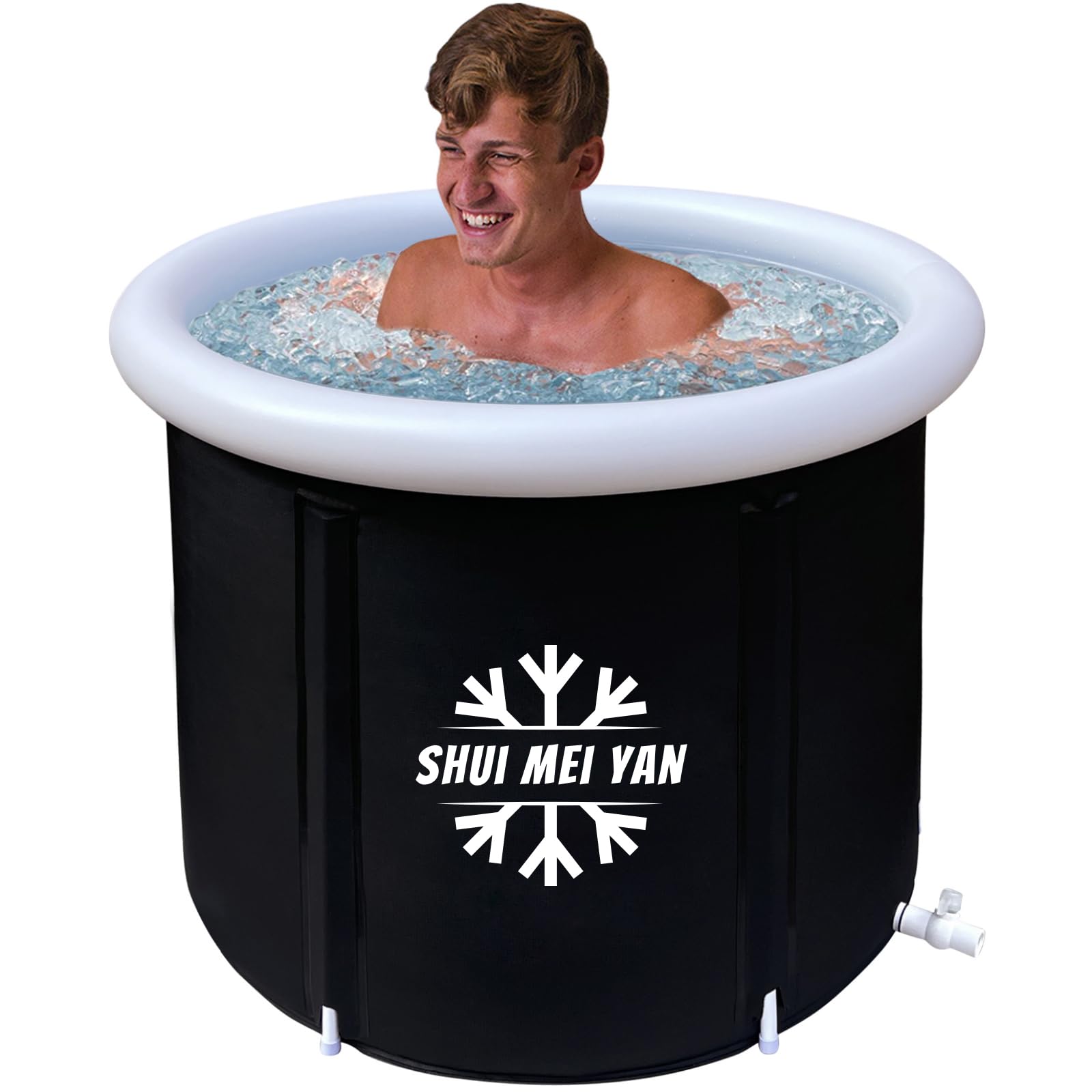 SHUIMEIYAN Large Ice Bath Tub for Athletes Outdoor Portable Free-standing Bathtub for Adults Cold Water Therapy Tub for Recovery Cold Plunge Tub (8209 black-29.5"Φ x 29.5"H)