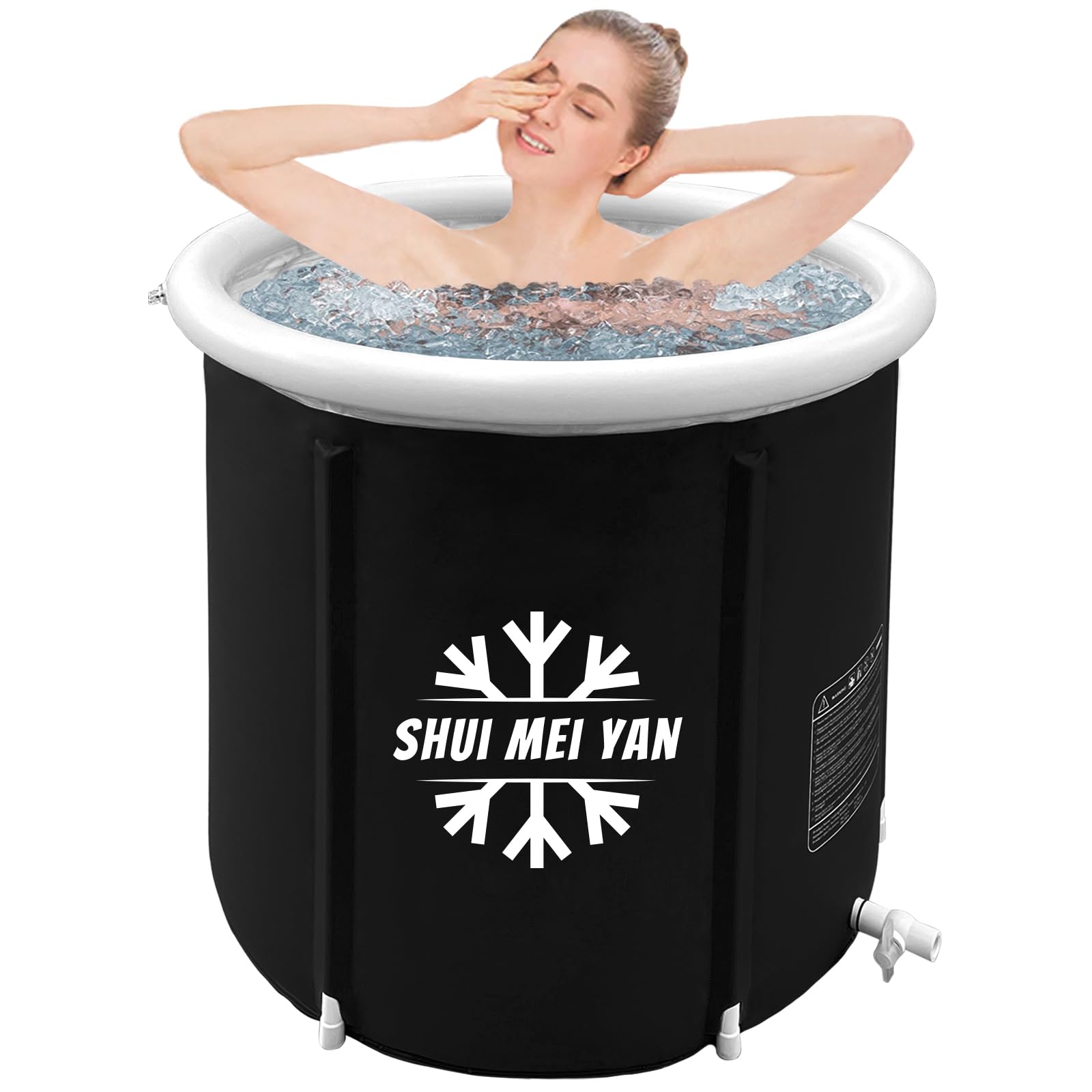 SHUIMEIYAN Large Ice Bath Tub for Athletes Outdoor Portable Free-standing Bathtub for Adults Cold Water Therapy Tub for Recovery Cold Plunge Tub (8209 black-29.5"Φ x 29.5"H)