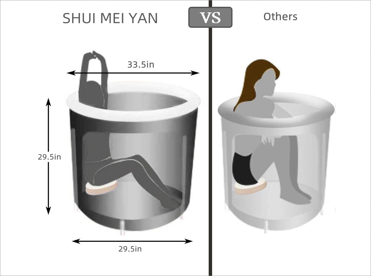 SHUIMEIYAN Large Ice Bath Tub for Athletes Outdoor Portable Free-standing Bathtub for Adults Cold Water Therapy Tub for Recovery Cold Plunge Tub (8209 black-29.5"Φ x 29.5"H)