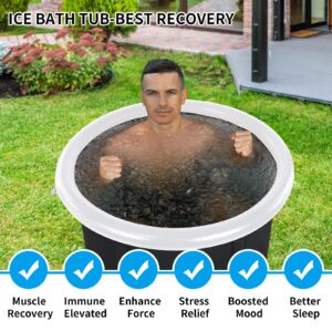 SHUIMEIYAN Large Ice Bath Tub for Athletes Outdoor Portable Free-standing Bathtub for Adults Cold Water Therapy Tub for Recovery Cold Plunge Tub (8209 black-29.5"Φ x 29.5"H)