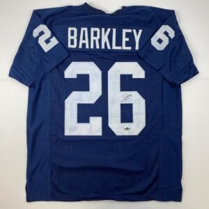 Facsimile Autographed Saquon Barkley Penn State Blue Reprint Laser Auto College Football Jersey Size Men's XL