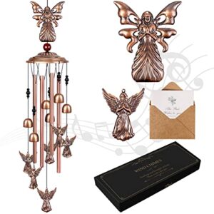 angel wind chimes for outside, christmas angel gifts for women memorial wind chimes outdoor, 36" soothing tones windchimes for patio, porch, yard decor new year gifts for mom