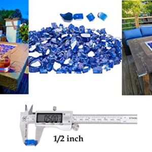 Fire Glass for Fire Pit, 1/2-Inch Reflective Fireplace Glass Rocks for Fire Pit Table,10 lbs Fire Glass for Propane Fire Pit,Cobalt Blue Fire Glass for Fire Pit,Outdoors and Indoors Firepit Glass