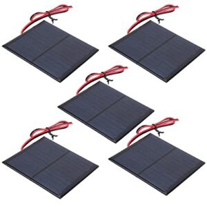 5pcs mini solar panel, dc 5.5v solar power module 160ma mini solar power supply board with 30cm red and black wire