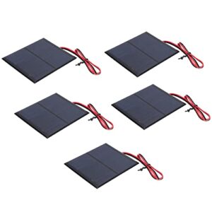 5Pcs Mini Solar Panel, DC 5.5V Solar Power Module 160mA Mini Solar Power Supply Board with 30CM Red and Black Wire