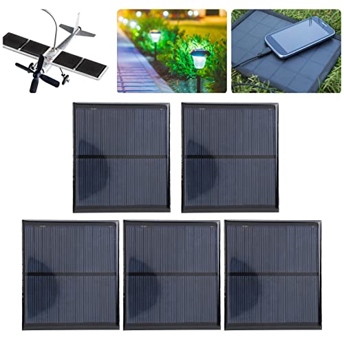 5Pcs Mini Solar Panel, DC 5.5V Solar Power Module 160mA Mini Solar Power Supply Board with 30CM Red and Black Wire