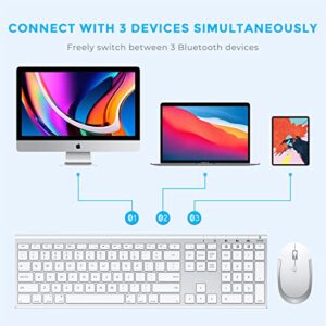 Bluetooth Keyboard Mouse for Mac OS, Ultra Slim Rechargeable Multi-Device Wireless Keyboard Mouse Combo for iMac, MacBook Pro, MacBook Air, iPad