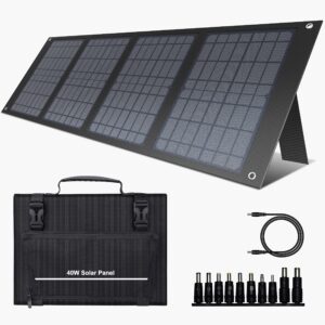 EnginStar 150W Small Solar Generator with 40W Solar Panel and Carry Bag, 6 Outputs 42000mAh Portable Charger Power Bank for Outdoor Home Emergency