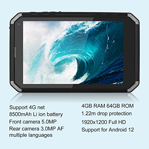 HD Tablet, IP68 Waterproof 100-240V 1920x1200 Full HD Support 4G Net Front Camera 5.0MP Rugged Tablet for Industrial for Warehouse for 12(#1)