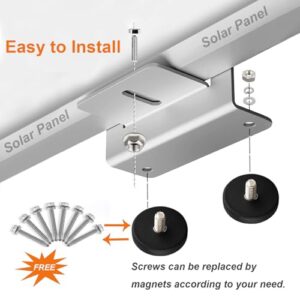 SKNOOY Solar Panel Mounting Bracket, Aluminum Solar Panel Z Brackets with Magnet Base, Roof Solar Panel Bracket with Nuts and Bolt for RV, Trailers, Boats Solar Panel Installation A Set of 4 Units