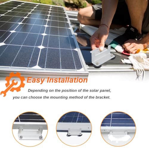 SKNOOY Solar Panel Mounting Bracket, Aluminum Solar Panel Z Brackets with Magnet Base, Roof Solar Panel Bracket with Nuts and Bolt for RV, Trailers, Boats Solar Panel Installation A Set of 4 Units