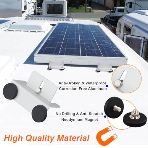 SKNOOY Solar Panel Mounting Bracket, Aluminum Solar Panel Z Brackets with Magnet Base, Roof Solar Panel Bracket with Nuts and Bolt for RV, Trailers, Boats Solar Panel Installation A Set of 4 Units