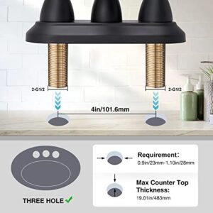 Black Bathroom Faucet 2 Handles, 4 inch Centerset Bathroom Faucet 2 Holes or 3 Holes Lavatory Faucets, Matte Black Bathroom Sink Faucet with CUPC, Classical RV Bathroom Faucet with Swivel Spout