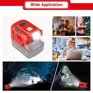 TPDL Power Inverter Generator for Milwaukee M18 18 Volt 150 Watt Lithium Ion, DC to 120V AC Powered Dual USB Charger Adapter with LED Light Compact Inverter with Milwaukee Portable Power Source