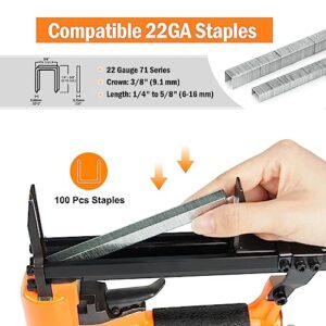 Kamsin 22 Gauge KN7116L Long Nose Upholstery Staple Gun Fits 3/8" (9.1mm) Crown 3/16" to 5/8" Length 71 Series Staples, Pneumatic Stapler Gun for Furniture and Fabric