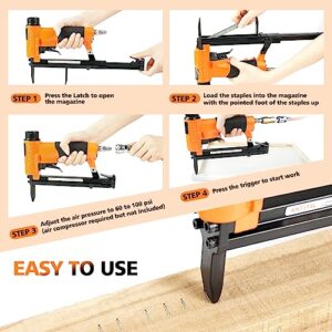 Kamsin 22 Gauge KN7116L Long Nose Upholstery Staple Gun Fits 3/8" (9.1mm) Crown 3/16" to 5/8" Length 71 Series Staples, Pneumatic Stapler Gun for Furniture and Fabric